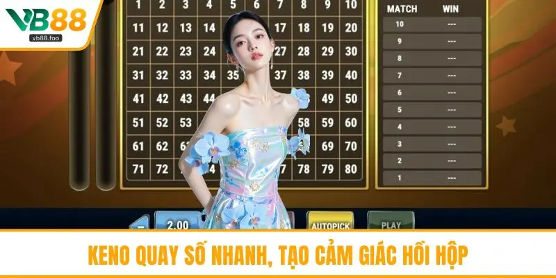 Keno quay số nhanh, tạo cảm giác hồi hộp